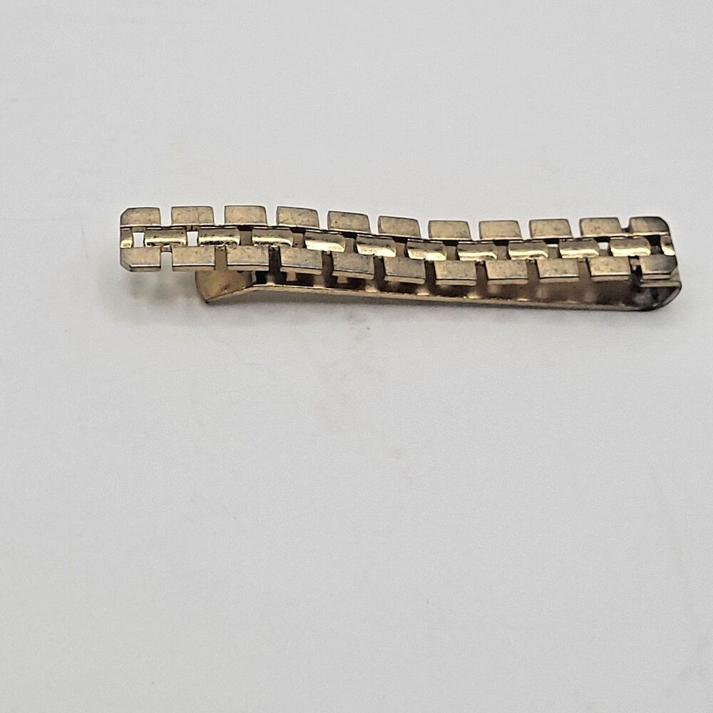 Anson 14k Gold Plated Tie Bar MCM Brick Watch Link 2.75in Matte Mad Men